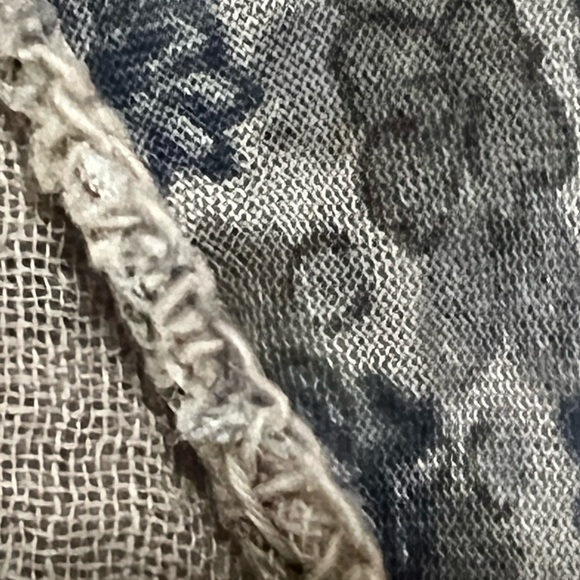 Piazza Roma Layered Peasant Blouse Slate Blie Taupe Flowers 3/4 Sleeve size M - Picture 7 of 8